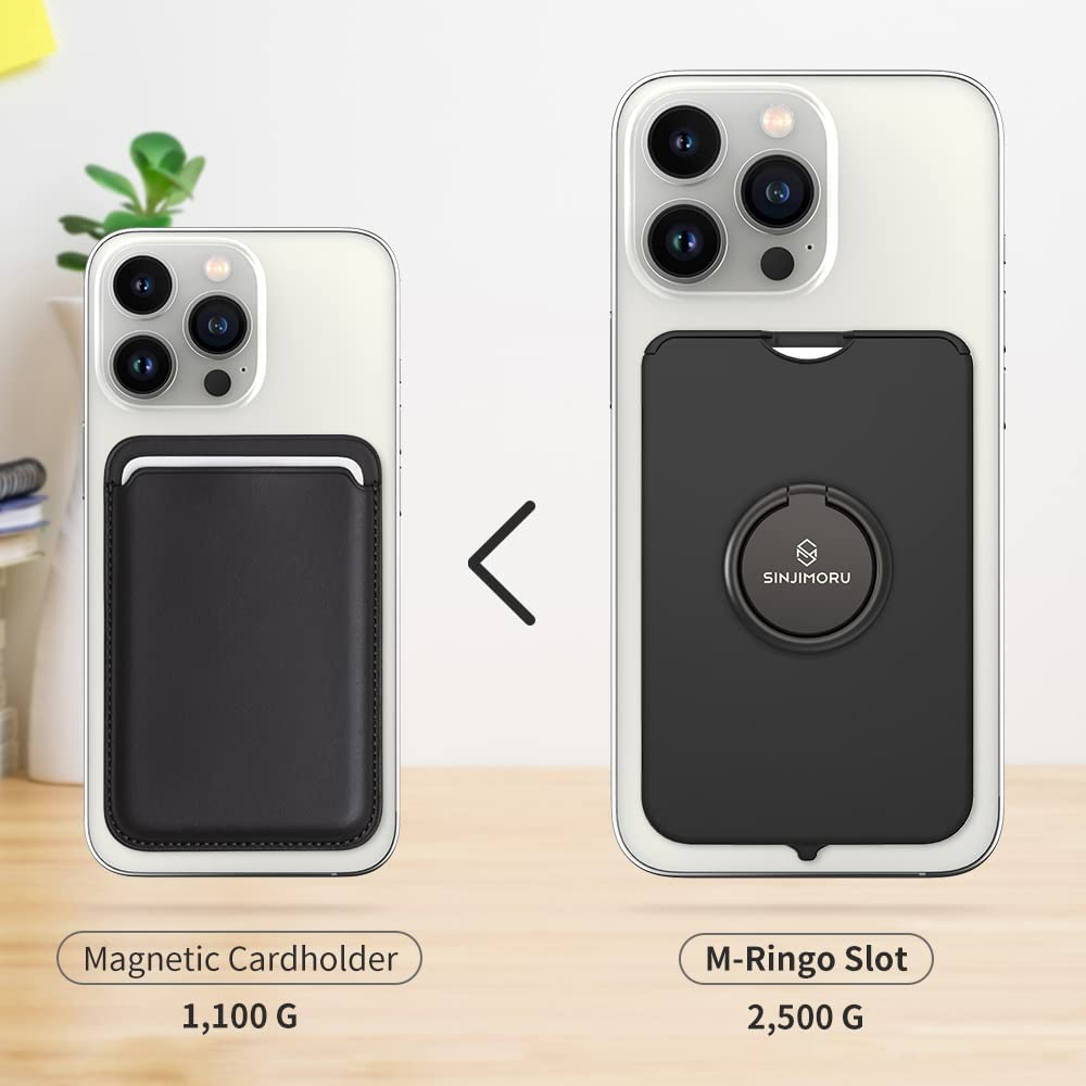 Sinjimoru Cell Phone Wallet for Magsafe with Phone Ring Holder, Secure Magnetic Card Holder with Phone Grip & Kickstand for Magsafe Case & Iphone 16 15 14 13 12 Series. M-Ringo Slot White image number 6