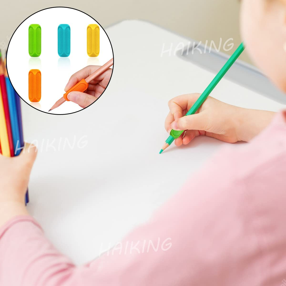 Pencil Grips, 4 Pcs Color Writing Posture Correction Finger Grip for Adults, Student, Righties and Lefties (4 Colors) image number 5