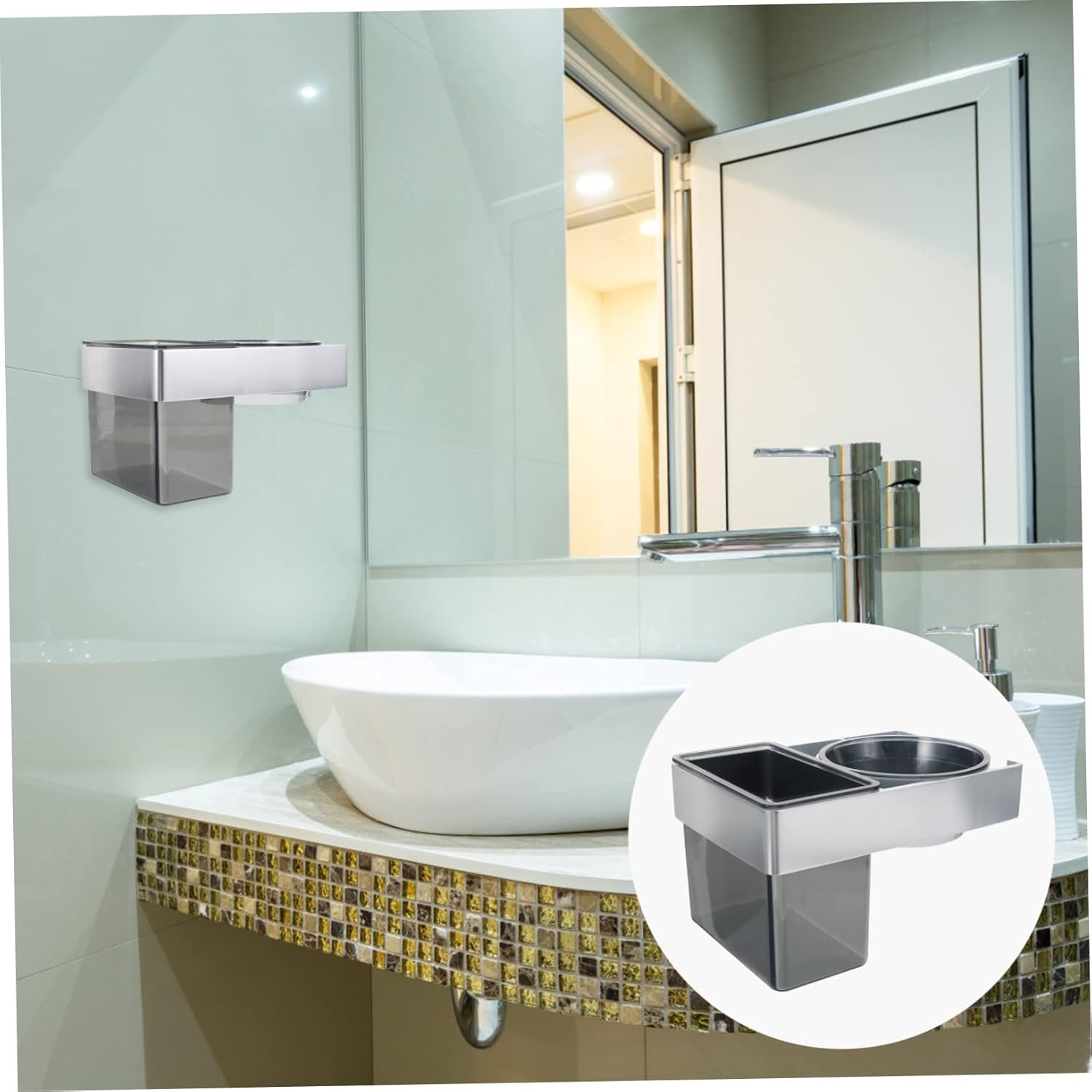 Wall-Mounted Bracket Aluminum Storage Holder for Hair Dryer Bathroom Hanger Organiser Storage for over Door Hair Dryer Holder image number 6