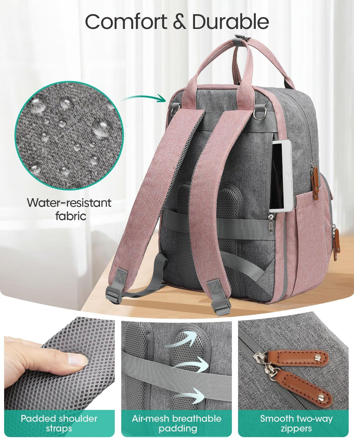 Extra Large Diaper Bag Backpack for Two Kids, Expandable 35L Baby Bags for Mom Girl Boy Dad Toddler image number 2