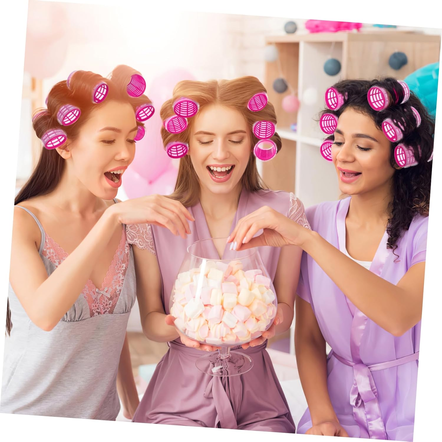 3Pcs Self Grip Hair Rollers Salon Hairdressing Curlers Plastic Hair Roller Tools with Clips DIY Styling image number 1