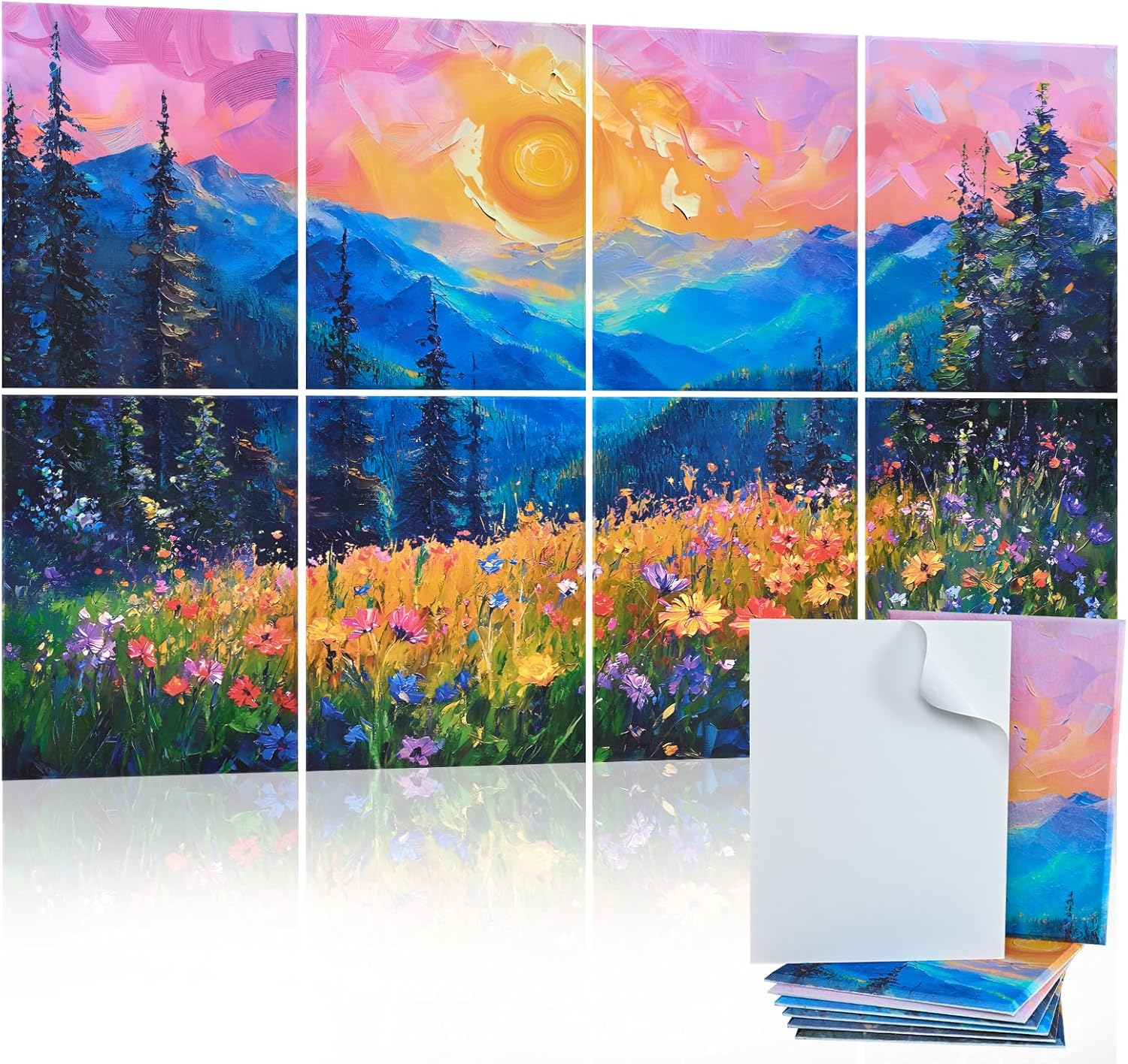 Tutmyrea Art Acoustic Panels, 48" X 32" Self-Adhesive Sound Proofing Padding 8 Pack Acoustical Soundproof Wall Panels, Decorative Sound Absorbing Panels for Home Office (Moon Misty Forest) image number 6