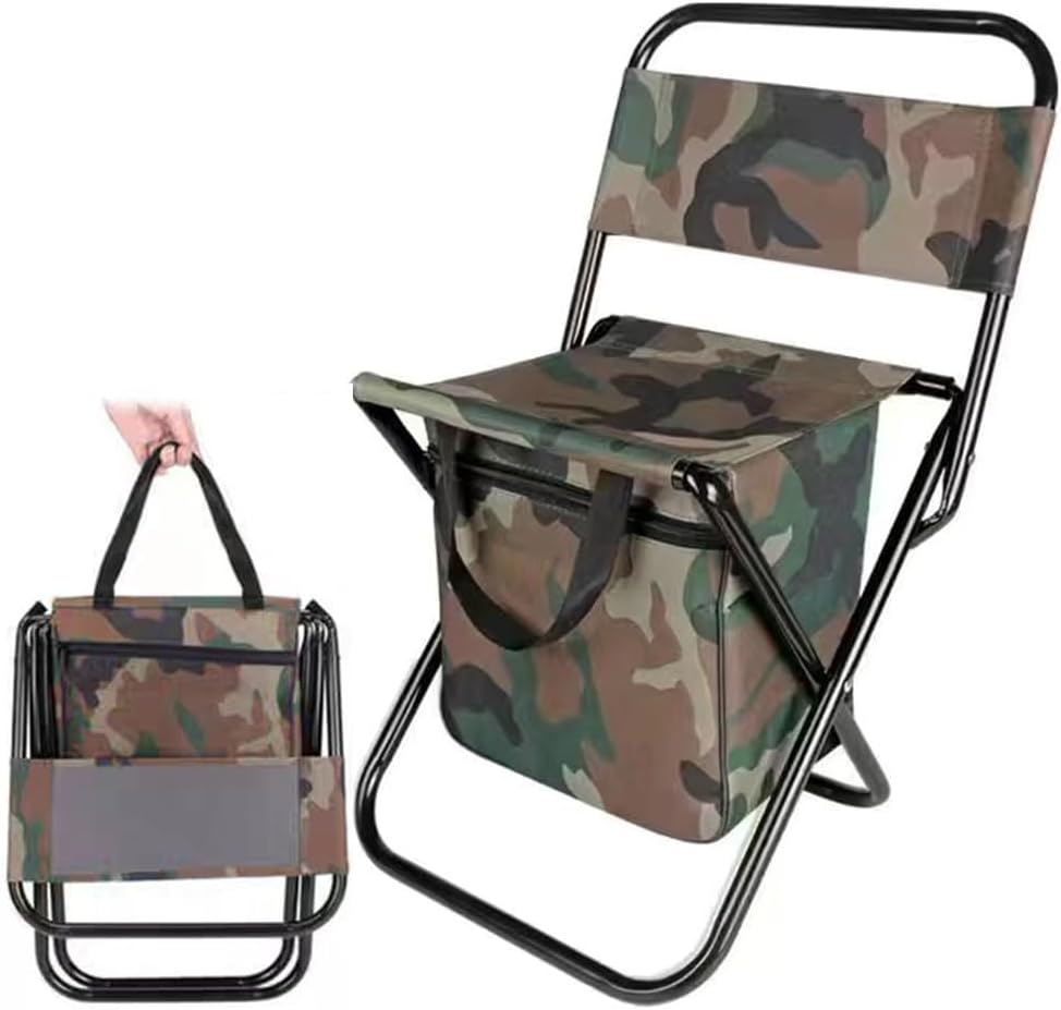 Portable Folding Fishing Chair with Cooler Bag &ndash; Compact and Lightweight Camping Stool with Backrest and Storage Backpack &ndash; Small Outdoor Chair for Hiking, Fishing and Camping image number 1