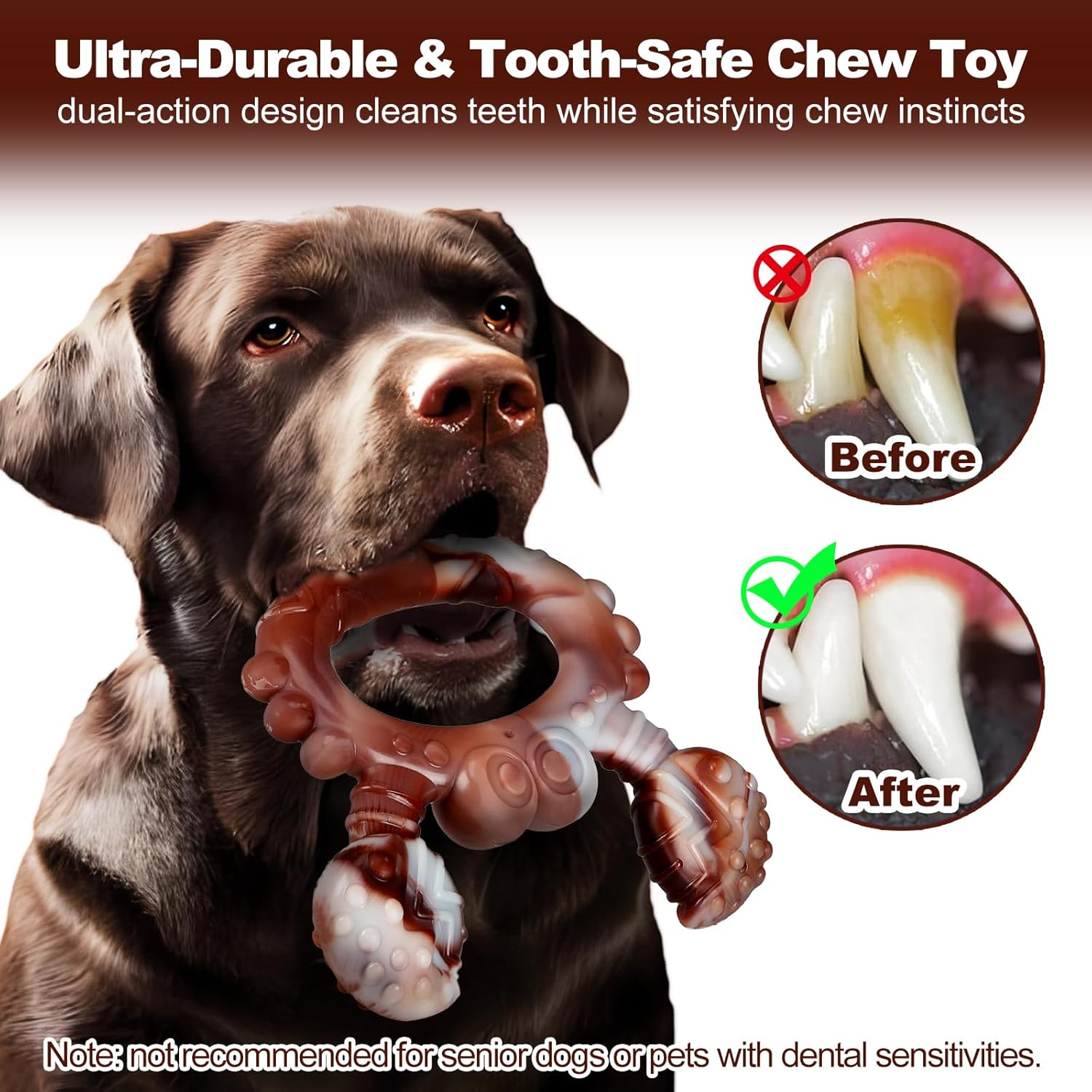 Adpartner Dog Chew Toys for Aggressive Chewers, Puppy Teething Toys Tough Beef Flavored Dog Toys to Teeth Cleaning Reduce Pet Anxiety and Boredom, Nylon Crab Dog Bone Toy for All Breeds of Dogs image number 5