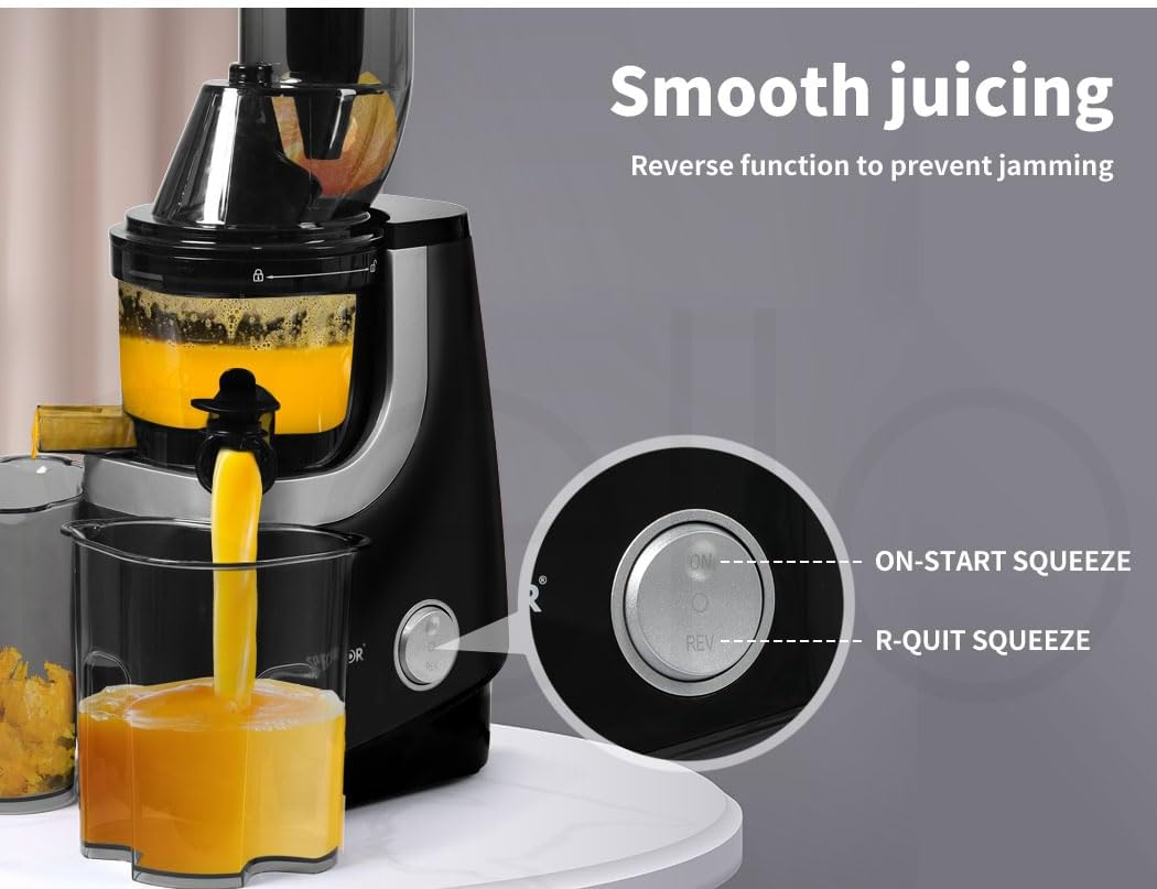Spector Electric Cold Press Juicer Whole Fruits Vegetable Slow Masticating Machines Orange Celery Wheatgrass Carrot Juice Extactor Low Speed Sorbet Maker Black - Black image number 2