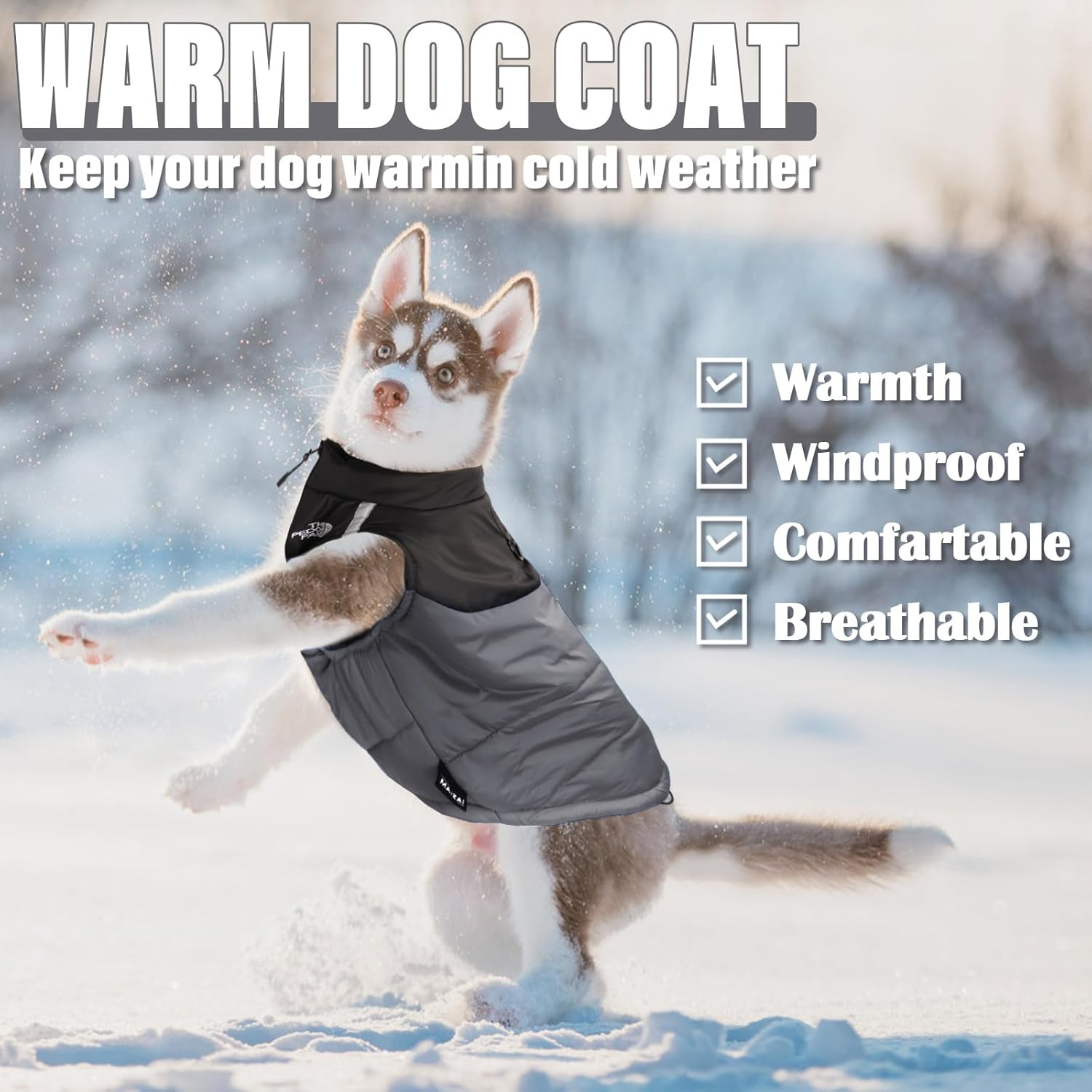 Dog Coat - Water Resistant, Windproof Winter Warm Dog Clothes for Small Medium Dogs 2.2-19.8Lb,Dog down Jacket with Leash D-Ring Outdoor (Grey, M) image number 5