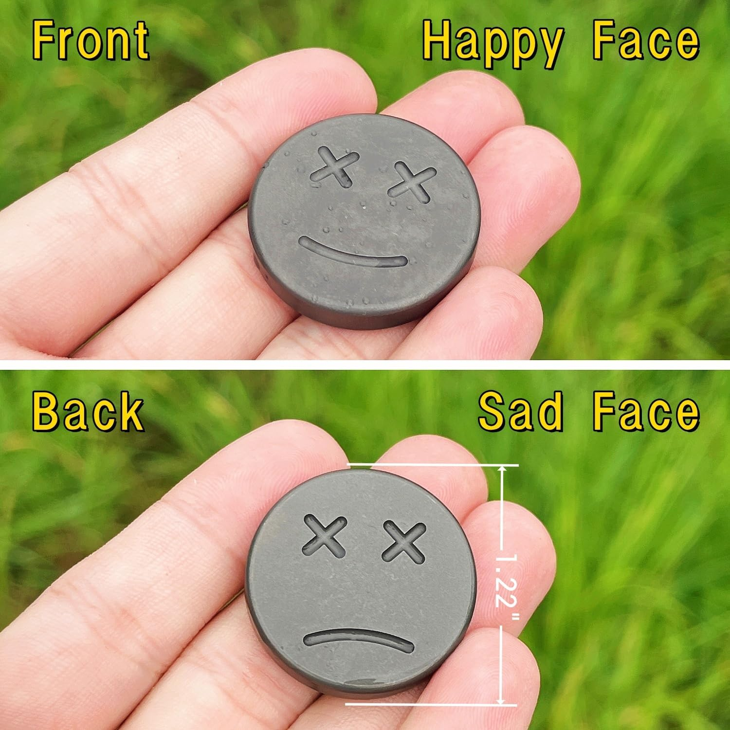 EDC Titanium Emoticon Decision Maker Divination Coins, Contact Coins Skill Toys, Solid Double-Sided Happy/Sad Face Lucky Coins Worry Stone