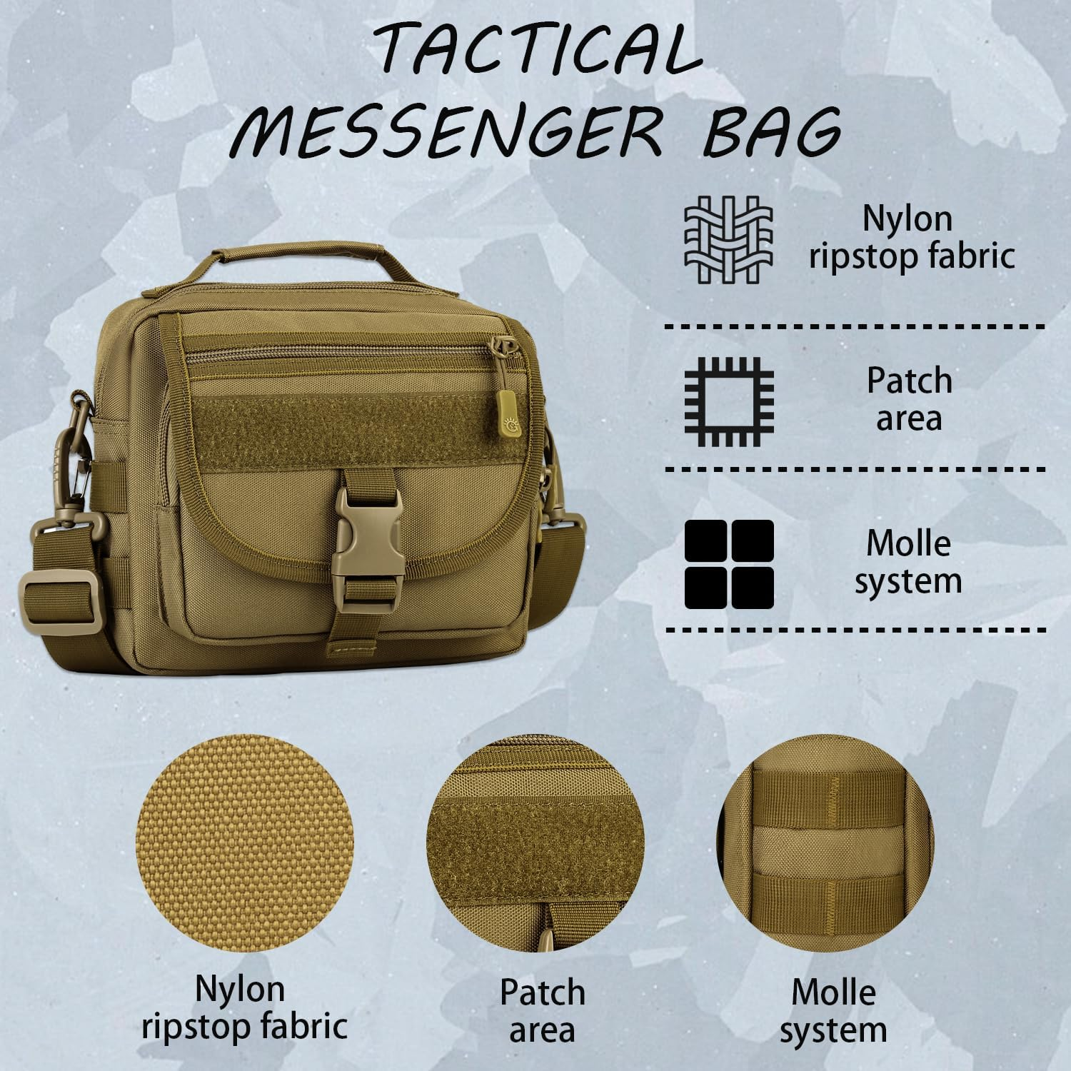 Protector plus Tactical Messenger Bag Men Small Military MOLLE Crossbody Pack (Patch Included) image number 3