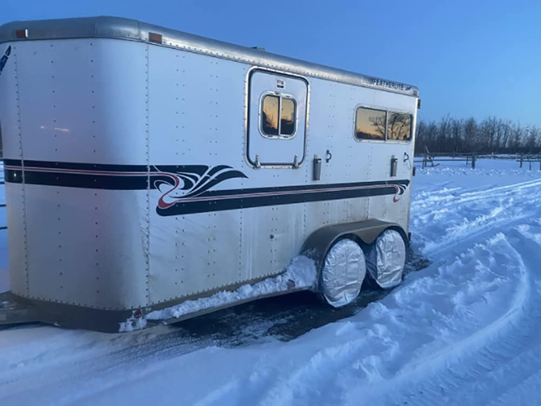 Tire Covers,4Pcs Tire Cover Waterproof Dustproof Aluminum Film Anti‑Uv Tyre Spare Wheel Protector with Hooks for Car RV SUV Truck Trailer,Fit 36-39 Inch Tire Diameter/Silver image number 2