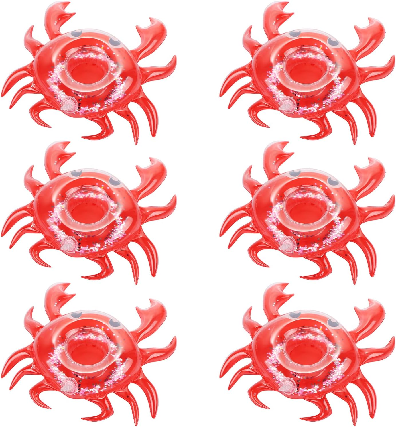 6 Pack Crab Inflatable Drink Holder, LIYDE Drink Floaties Floating Drink Holder for Swimming Pool Drink Holder for Pool Party Decorations Pool Accessories for Adults image number 3