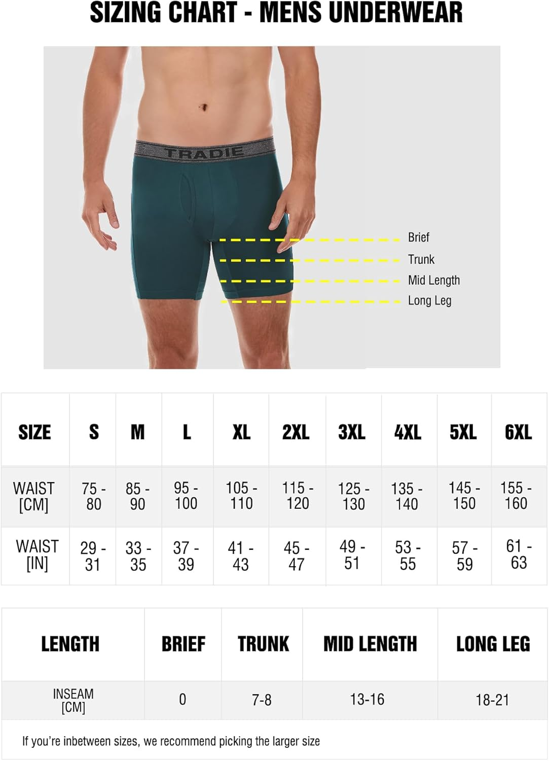 TRADIE Men'S Cotton/Elastane Fitted Trunk 6-Pack Mens Underwear, Stretch Cotton Fabric, Comfortable, Soft, Breathable Mens Boxer Brief, Value Pack Underwear for Men image number 6