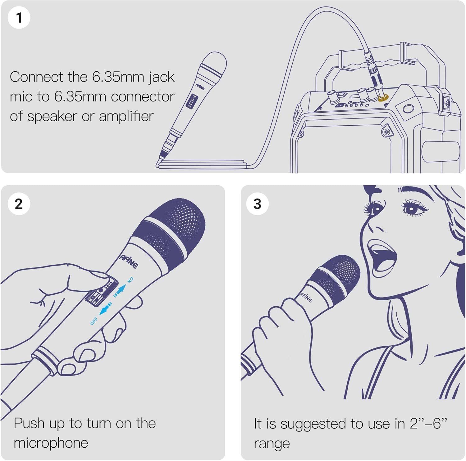 Fifine Karaoke Microphone, Dynamic Vocal Microphone for Speaker, 6.35MM Wired Handheld Mic with on and off Switch And14.8Ft Detachable Cable-K6 image number 6