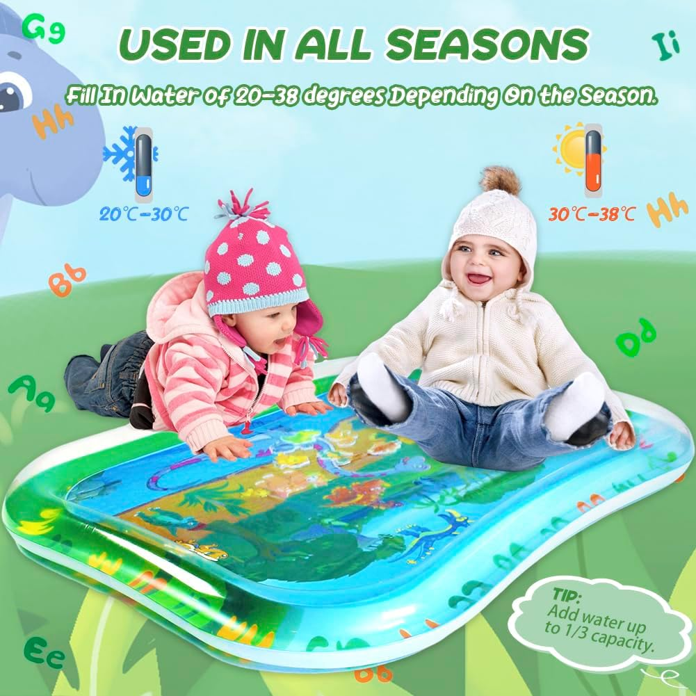 Large Tummy Time Water Mat,100 * 80Cm Inflatable Water Mat,Dinosaur&Letters Water Play Mat,Baby Toys for Toddlers 0 1 2 3 image number 6