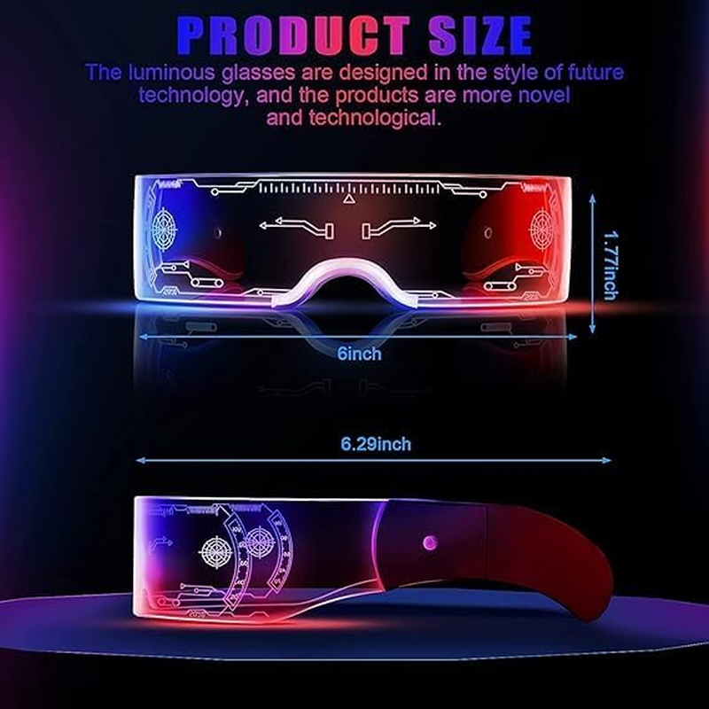 GIOD LED Glasses Party Glasses Cyberpunk LED Colorful Color Changing Lights Rechargeable Futuristic Glasses Halloween Christmas Decoration - 2050 image number 5