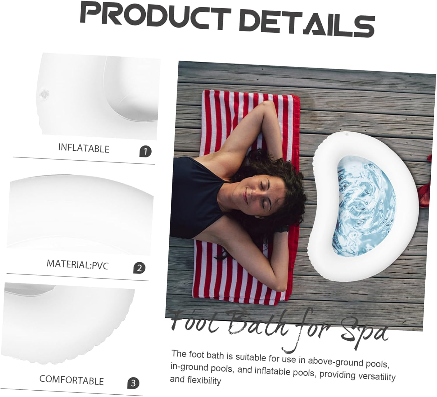 Gatuida Portable Foot Wash Basin Inflatable Pool Foot Bath Sturdy Cleaning Tool for above Ground Inflatable Pools