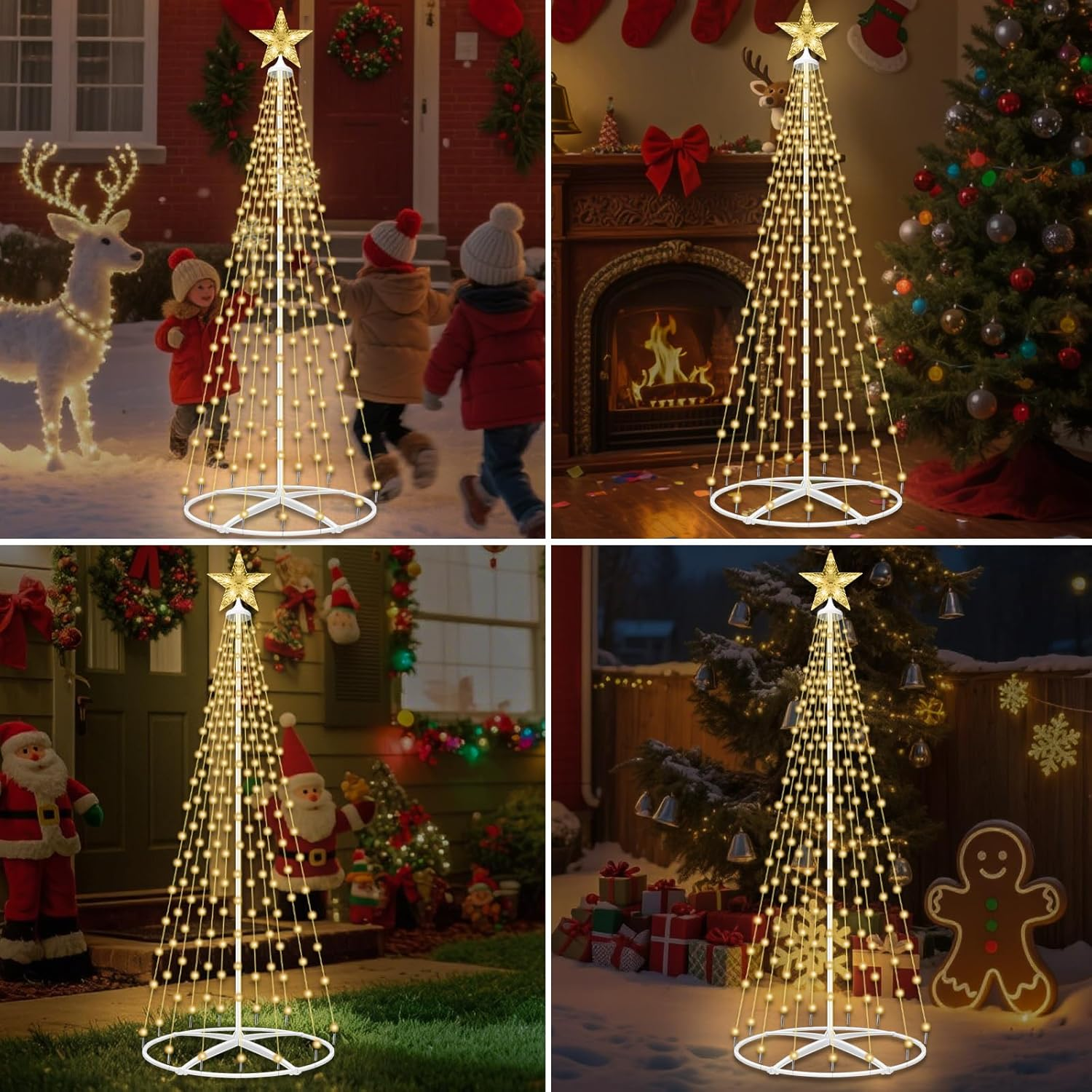 1.5M Solar Christmas Tree String Light, 202 LED Christmas Fairy Light, String Lights Decoration Indoor Outdoor with 8 Flash Modes for Porch Yard Patio Outdoor Xmas Holiday Decor image number 1