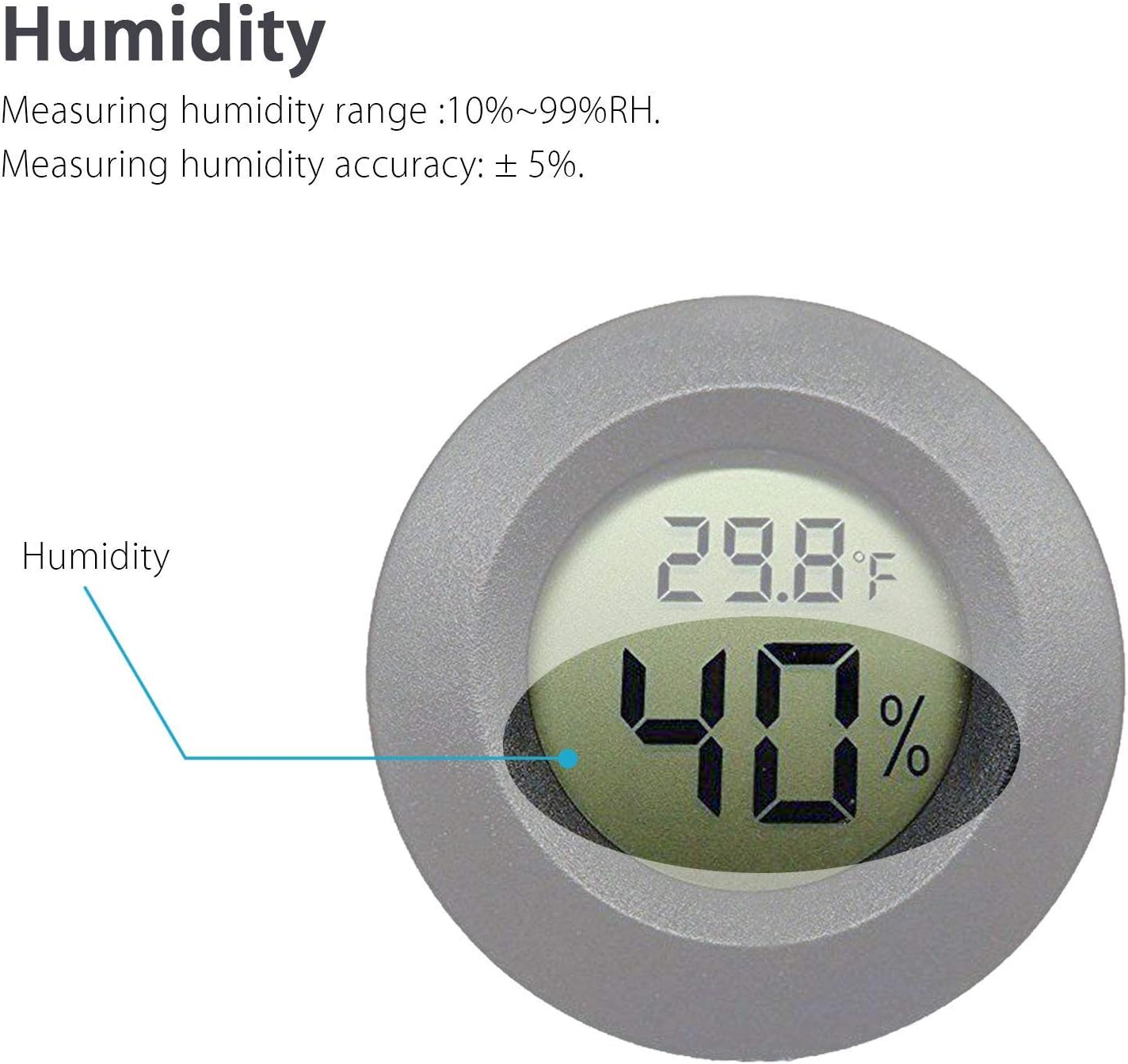 Eeekit 6-Pack Hygrometer Thermometer Digital LCD Monitor Indoor Outdoor Humidity Meter Gauge for Humidifiers Dehumidifiers Greenhouse Basement Babyroom, Black Round, Measure in Fahrenheit/Celsius image number 1