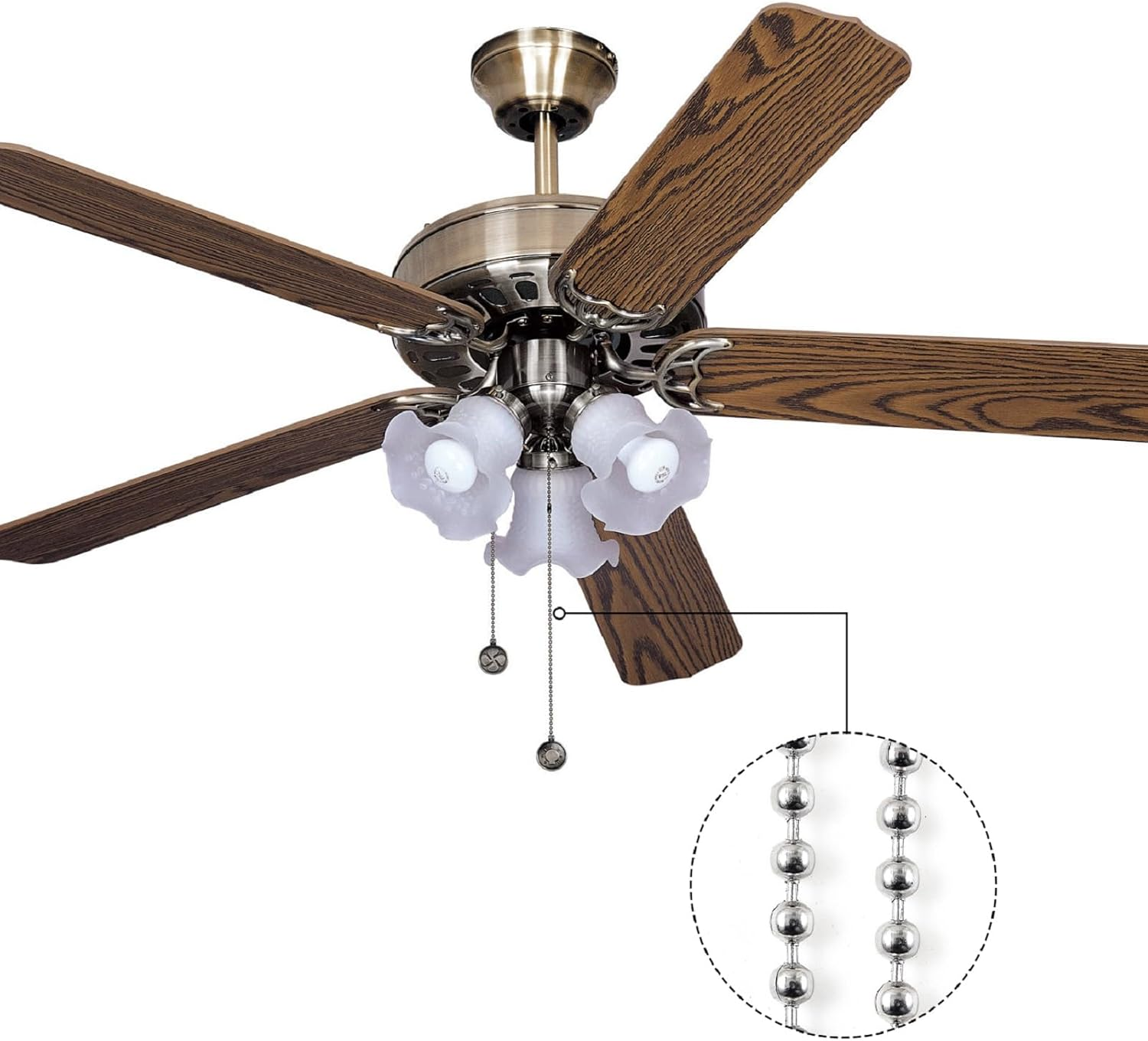 197 Inch Beaded Ball Pull Chain Extension Roller Shade Bead Chain Extende, Great Pulling Force Stainless Steel with 10 Connectors (4.5Mm, Silver) image number 2