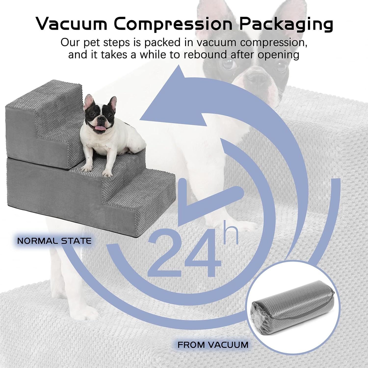 Sturdy Dog Stairs, Detachable Pet Stairs 4-Step Memory Foam Dog Steps with Removable Washable Cover for Smaller & Elder Pets image number 3