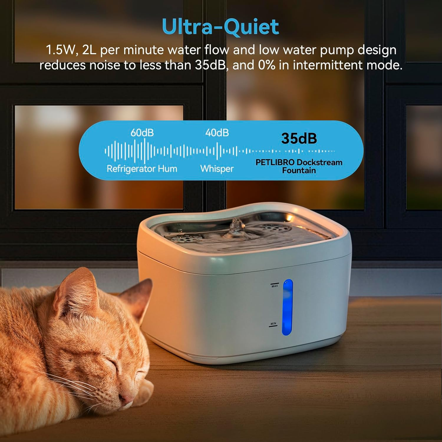 APP Monitoring Cat Water Fountain with Wireless Pump, 2.5L/84Oz Pet Water Fountain for Cats Inside, Automatic Cat Water Dispenser with 2.4Ghz Wifi,App Control (Cat Water Fountain) image number 3