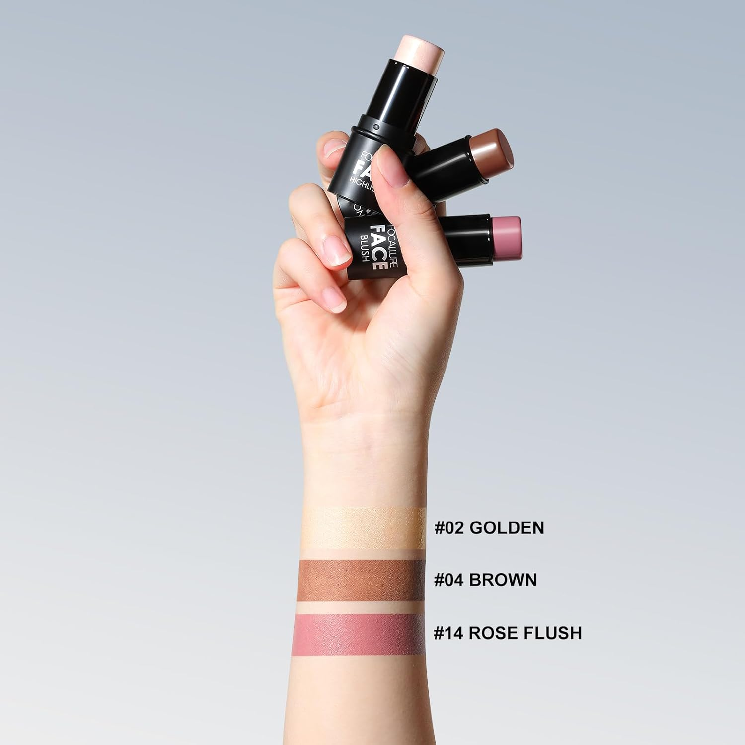 Focallure 3 Pcs Cream Contour Sticks,Shades with Highlighter & Bronzer Blush,Non-Greasy and Water-Resistant Face Contouring Pen,Easy to Sculpt the Create a Finishing Makeup,Neutral,18 Gram