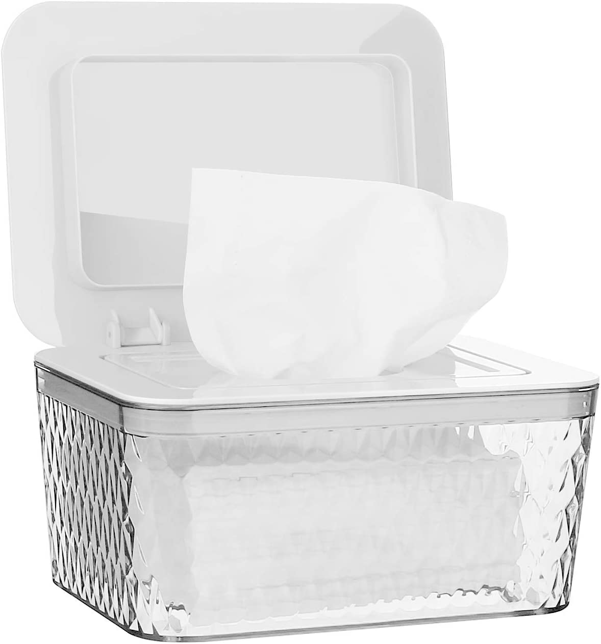 Wipes Holders, Dustproof Large Capacity Wipes Dispenser Box Case with Lid Keep Diaper Wipes Fresh (White)