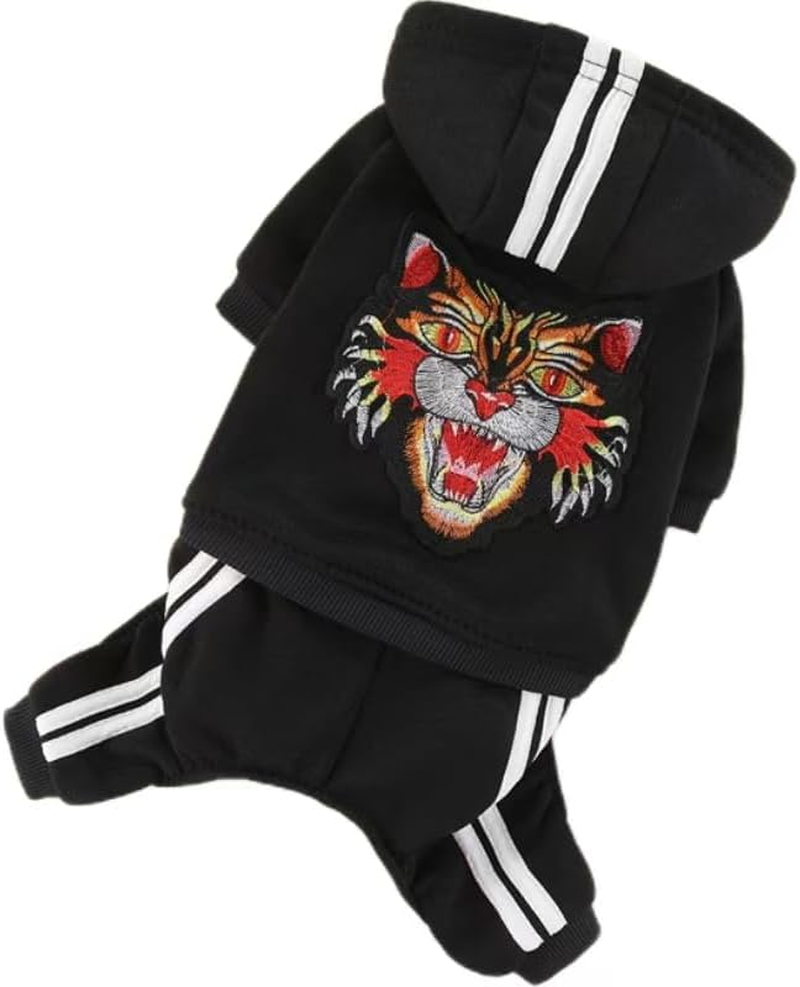 Dog Hoodies Dog Clothes Apparel 4 Legs Jumpsuit Warm Hoodie for Small Dog Medium Large Dog Cat (Black, S) image number 5