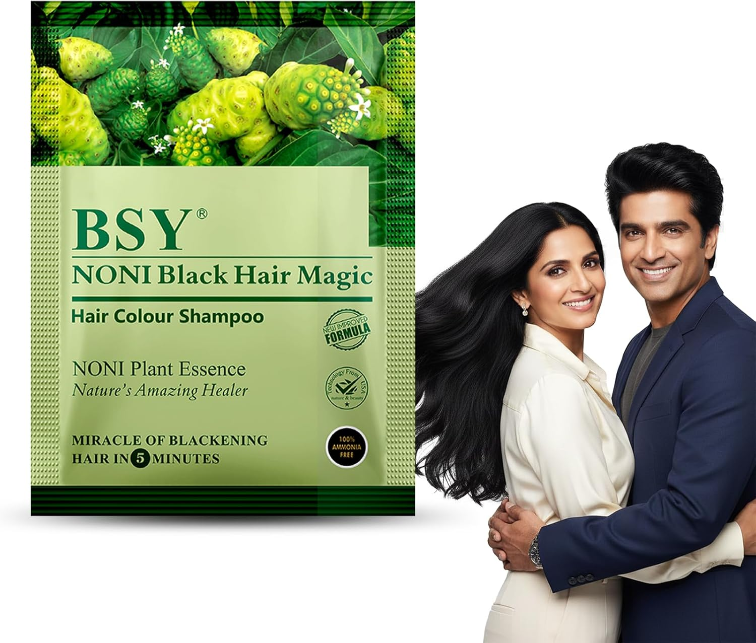 BSY, Noni Fruit Black Hair Magic 12Mlx6 Natural Black image number 4