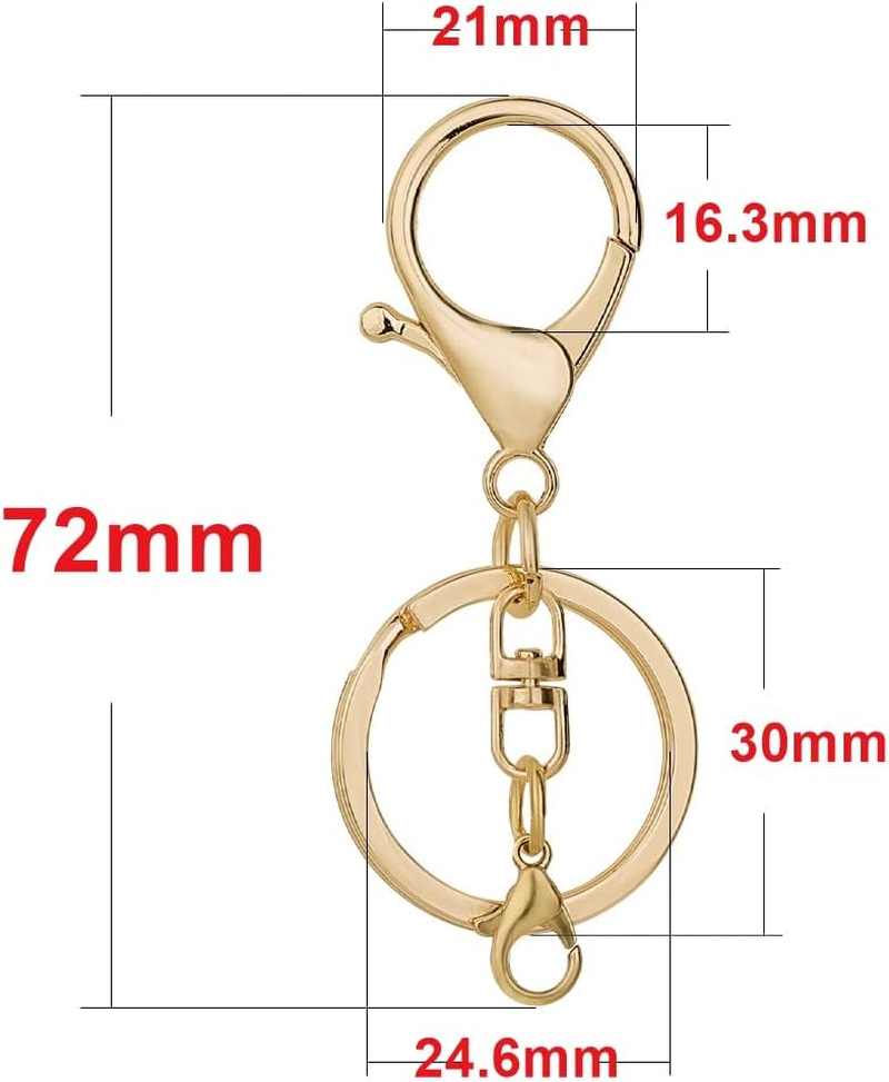20Sets Golden Lobster Claw Clasps Hook with Flat Split Keychain Ring with Swivel Trigger Clip with Little Lobster Clasp for DIY Craft Jewelry Making image number 2