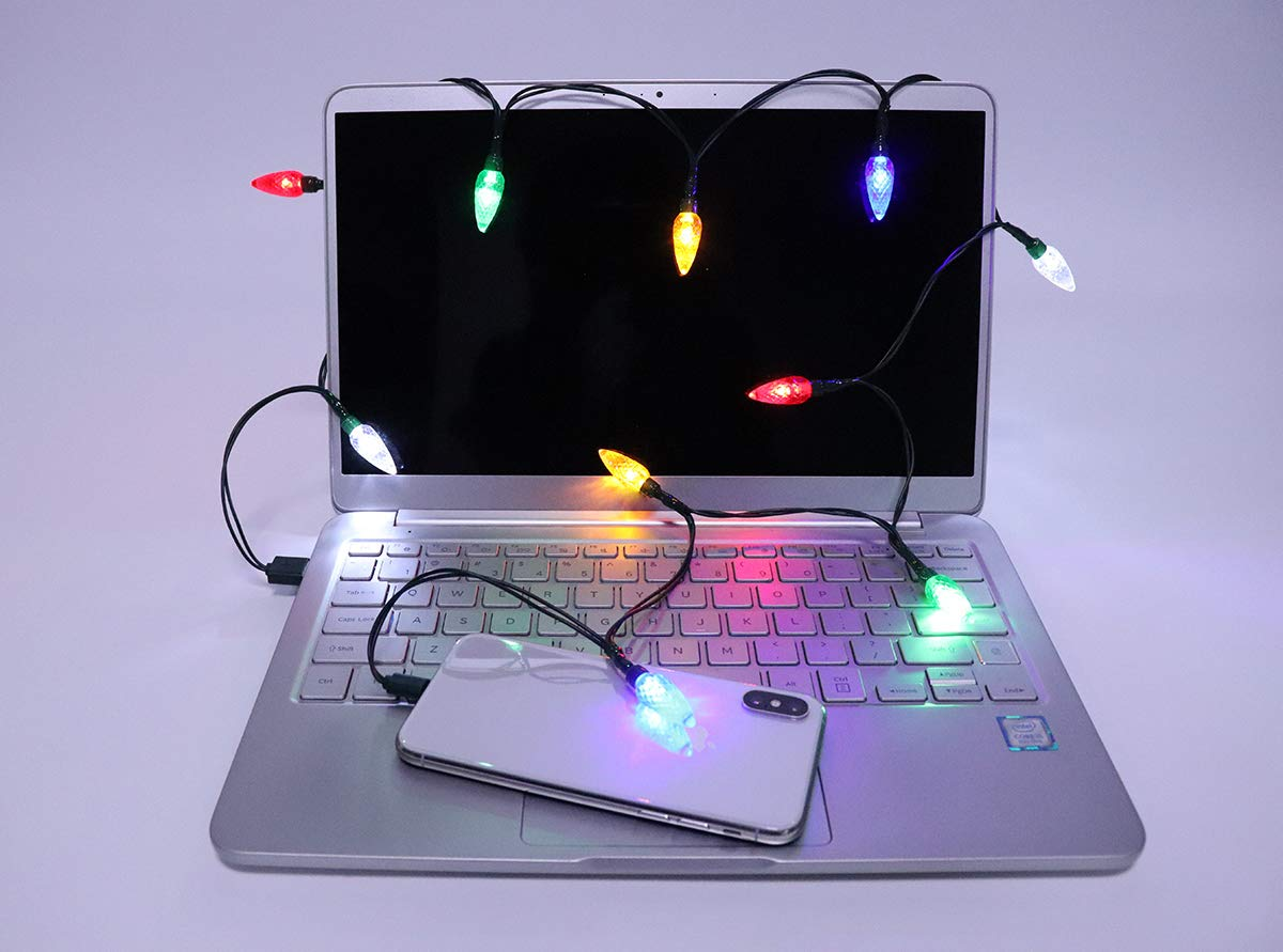 USB Christmas Light Phone Charger Cord USB and Bulb Charging Cable 50Inch 10LED Bulb Compatible with Phone 8 8Plus X XR XS XS Max 11Pro Max Etc (1PCS)