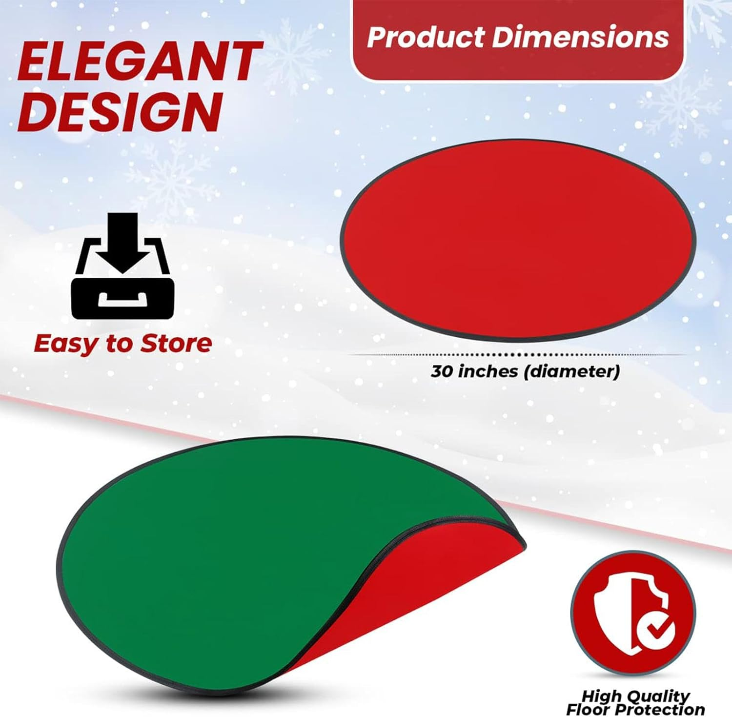 Christmas Tree Floor Protector - Waterproof Floor Protection Mat round Stand Pad - Red and Green Stand Pad Floor Rug for under Tree Winter Christmas image number 1