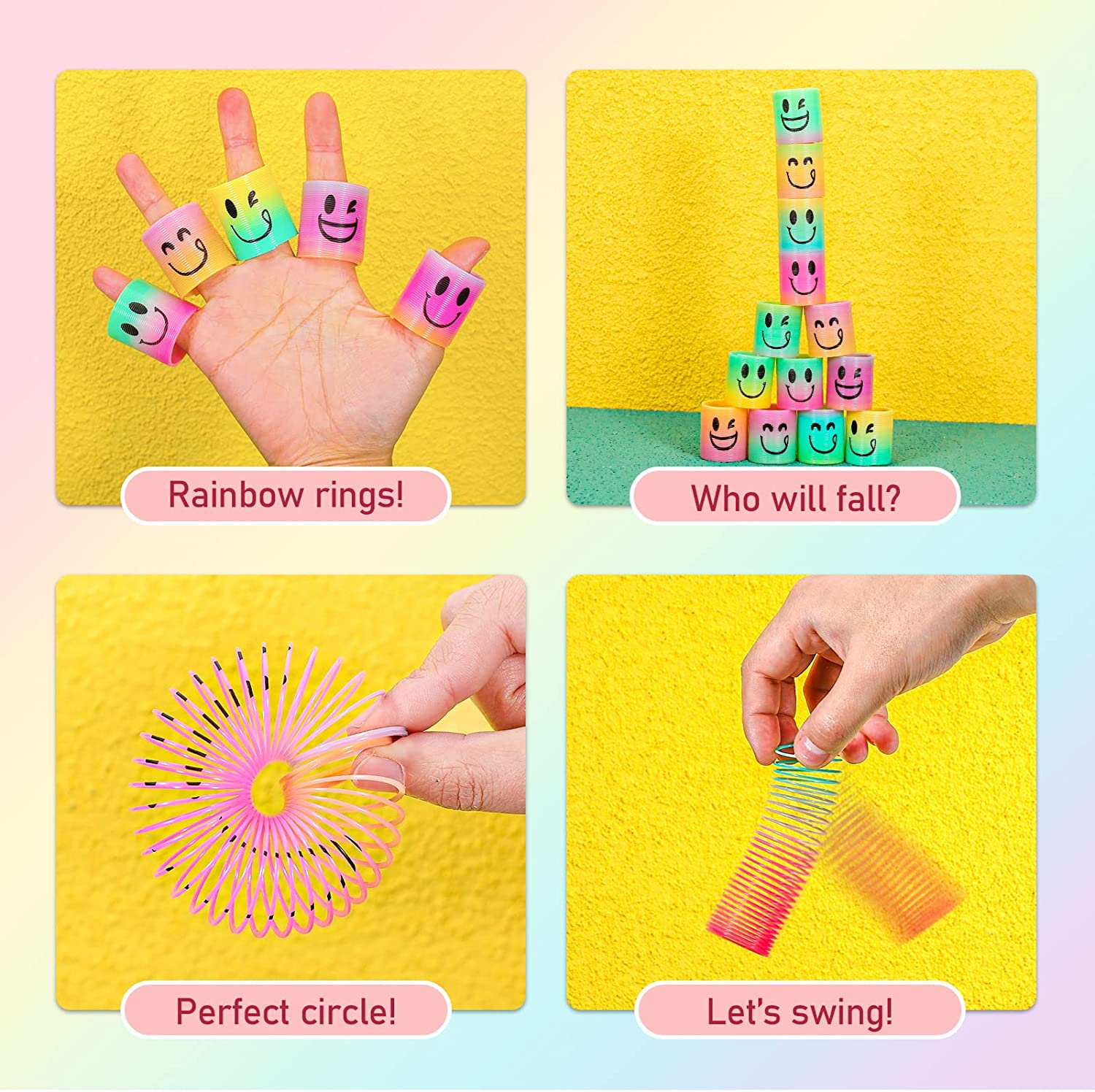 AZEN 24 Pcs Mini Slinky Toy Rainbow Spring Coil, Party Favors for Kids, Goodie Bags Stuffers for Birthday Party, Fidget Toys, Small Bulk Toys Gifts for Kids Prizes image number 1