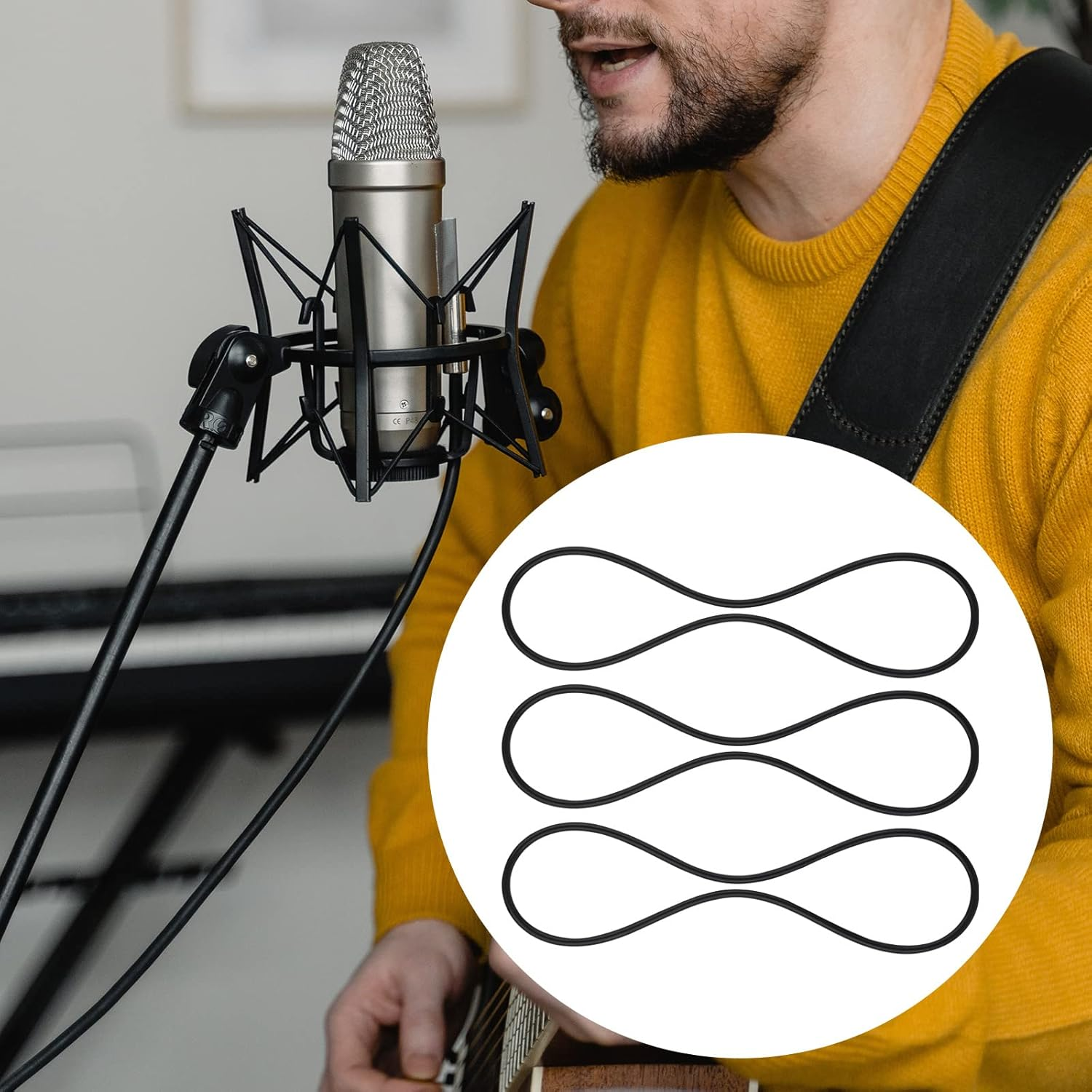 SAVITA 10 X Rubber Ring for Microphone, Shock Mount Rubber Elastic Band for Microphone Accessories (Black) image number 2