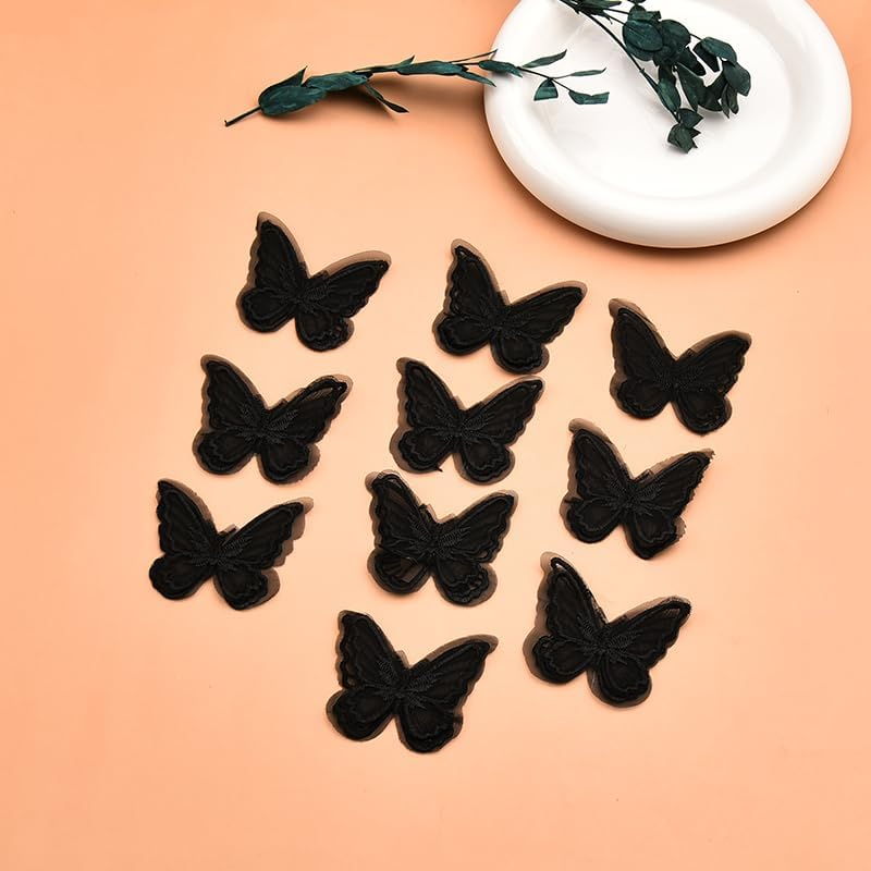 10Pcs Black Butterfly Hair Clips for Women Girls Halloween Lace Embroidery Butterfly Hair Barrettes for Thick Thin Hair Decorations for Party Prom Cosplay image number 1