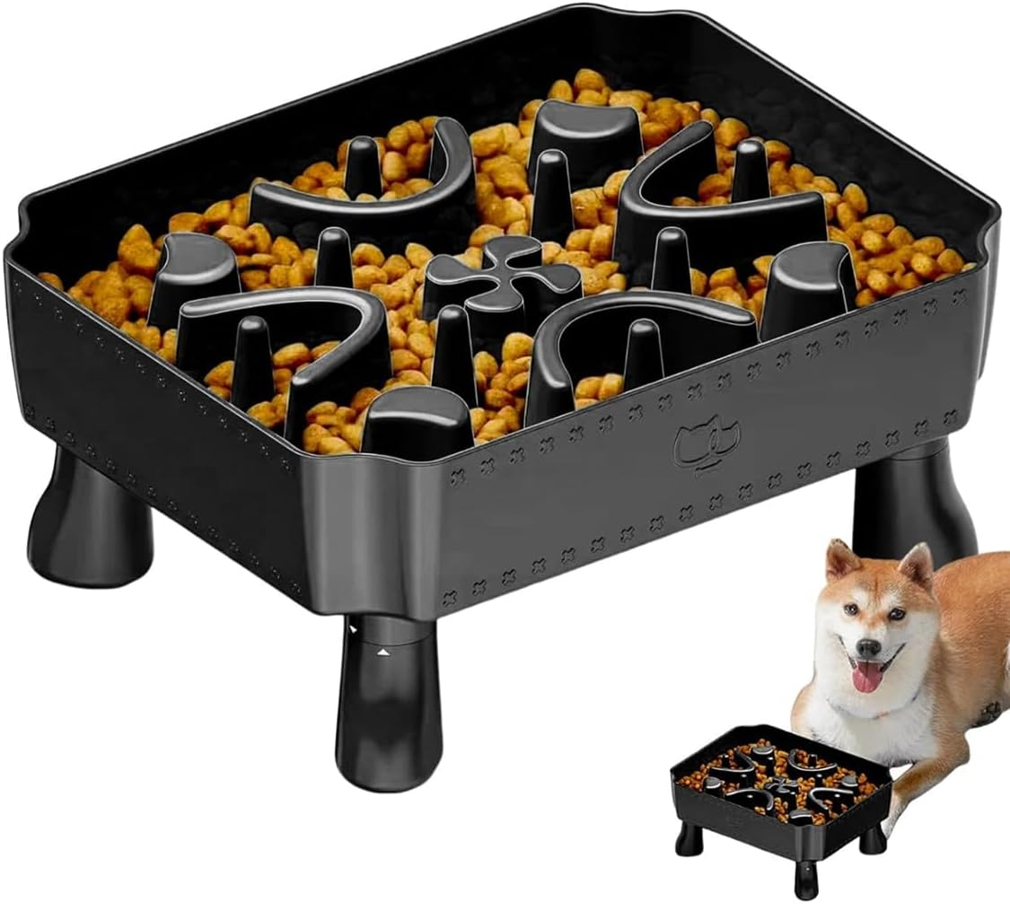 AIMALL Elevated Slow Feeder Dog Bowl, 2-In-1 Large Capacity Feeding Station, Raised Bowl for Neck Protection, Detachable Anti-Slip Base with Maze Design, 24.5X19.5X11Cm image number 5