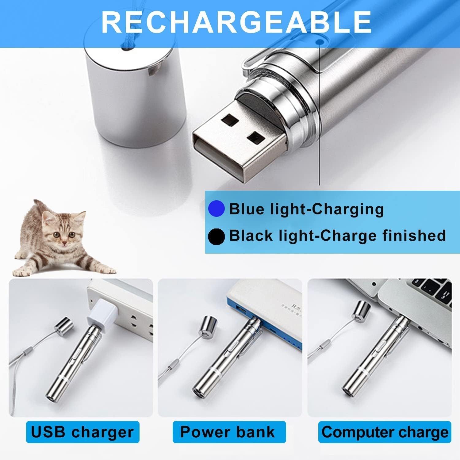 Interactive Cat Toys for Indoor Cats, Cat and Dog Chase Catch Funny Toys, Kitten Mice Chaser Cat Toys for Indoor Pets, Great Puppy Dogs Gadget for Exercise, Playing and Keep Busy