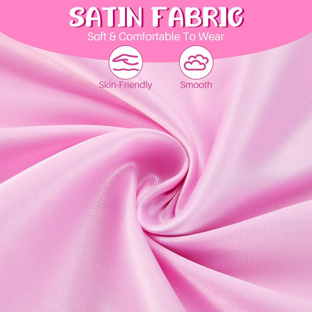 AUTOWT 1950S Pink Ladies Jacket Costume, 11PCS 50S Satin Jacket with Neck Scarf Headband Earrings Cat Eye Glasses Halloween Cosplay Accessories Set for Adults Women Dress up Party Outfit image number 1