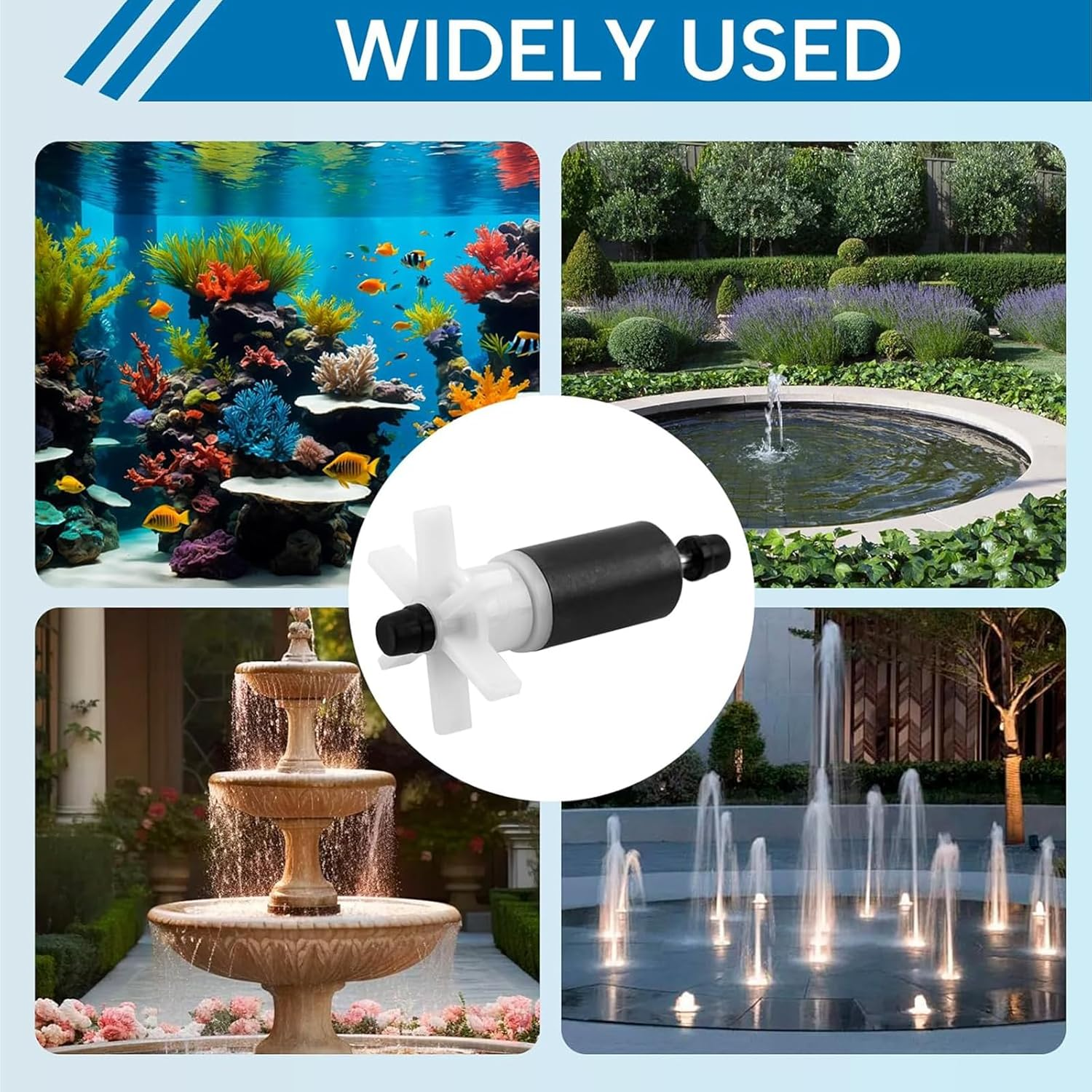 Pump Impeller and Shaft for Hydro Jet, Submersible Pump Rotor Impeller with Stainless Steel Shaft, Replacement Magnetic Filter for Lay Z Spa image number 1