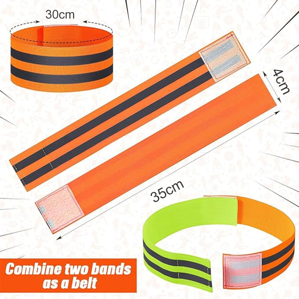 8 Pcs Reflective Running Gear, Runners Reflective Wristbands for Running, Cycling, Walking High Visibility Safety Reflector Straps (Green & Orange) image number 6