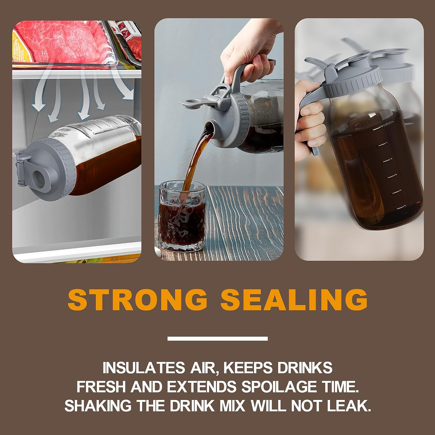 Cold Brew Coffee Maker Pitcher, 32 Oz Thick Glass Mason Jar Spout Lid with Handle & Stainless Steel Filter for Iced Brew Coffee, Ice Lemonade, Sun Tea, Fruit Drinks Container image number 4