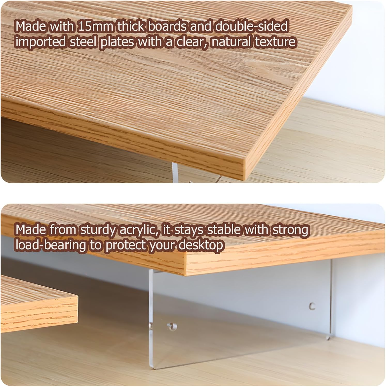 Monitor Stand Riser,Wood & Acrylic Computer Monitor Stand,Desk Organizer Accessories,Multifunctional Desktop Organizer Stand for Laptop, PC, Computer, Printer(White) image number 2