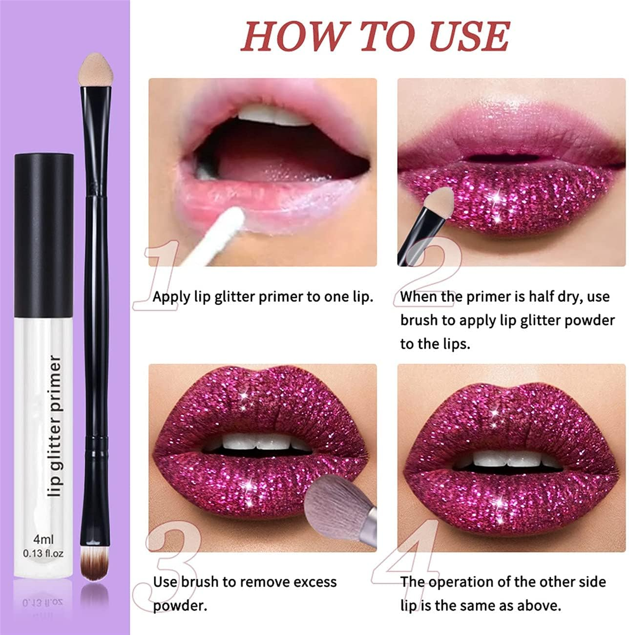 Glitter Lip Kit Liquid Lipstick Set, Stay Golden, 4 Color Diamond Metallic Lipstick Waterproof and Long-Lasting Set for Women (B) image number 1