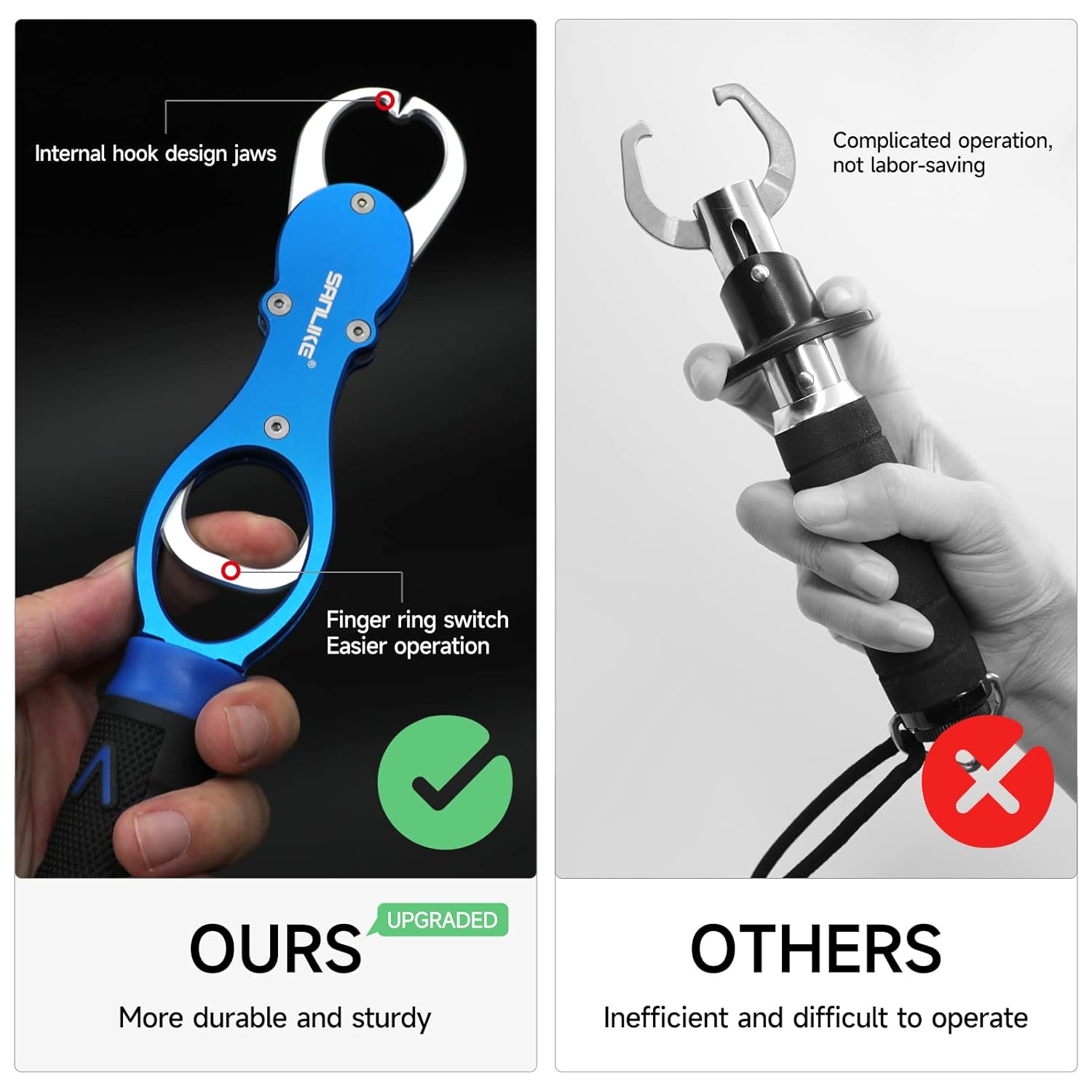 KOMCLUB Fish Grip Fish Lip Gripper with Digital Scale Professional Aluminium Fish Gripper Portable Durable Fish Holder for Fishing Enthusiasts image number 1