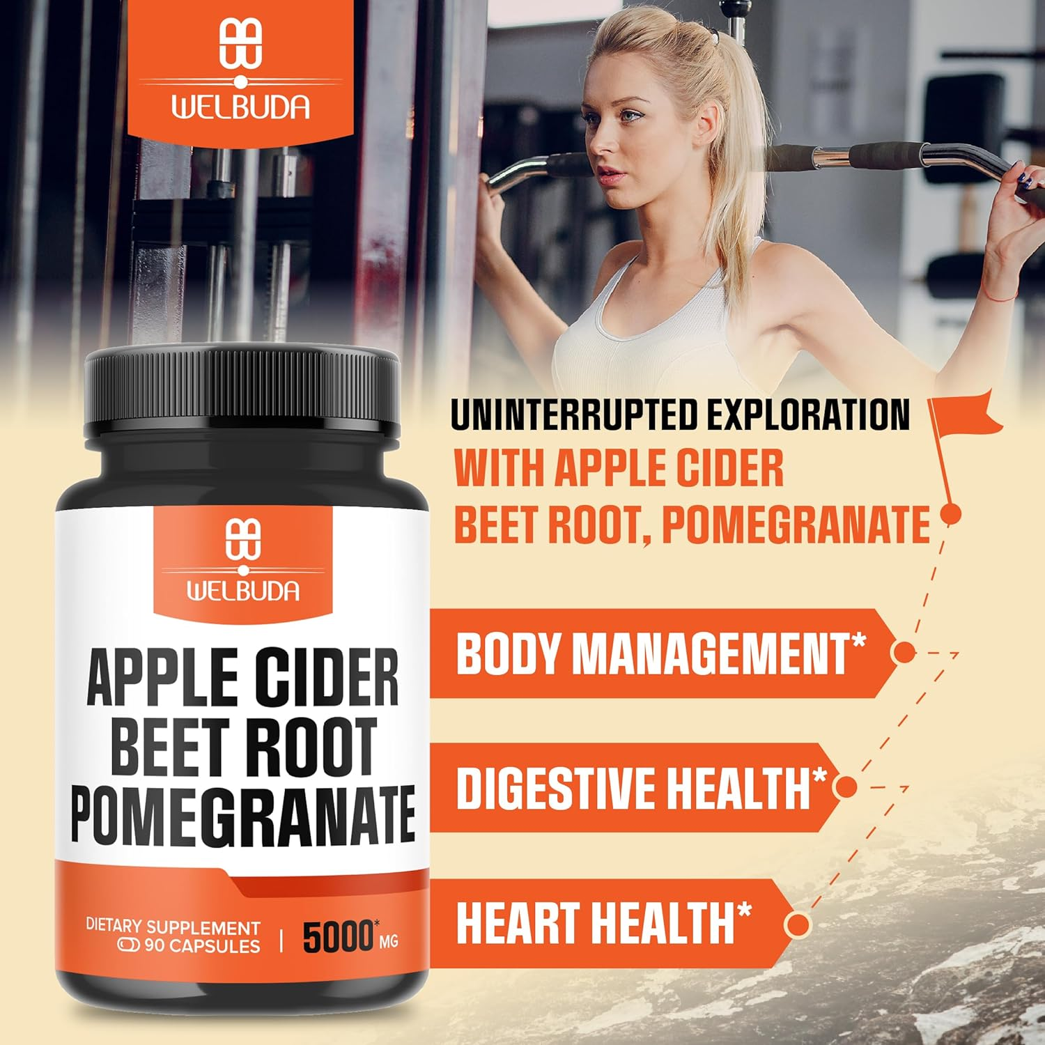 1500Mg Beet Root 2000Mg Apple Cider Vinegar 1500Mg Pomegranate Juice Supplements - 90 Vegan Capsules