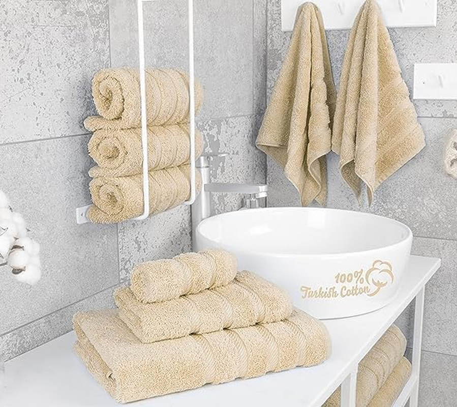 Safi plus 6 Pieces Luxury Towel Sets with 2 Bath Towels,2 Hand Towels, and 2 Washcloths | 00% Combed Cotton Ultra Soft Highly Absorbent 600 GSM | Softness Quick Dry & Daily Use (Beige) image number 5