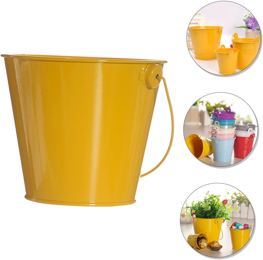 Outanaya 2Pcs Tinplate Flower Buckets for Garden Decoration Vintage Style Planter Containers for Indoor and Outdoor Use for Flower Arrangements and Home Storage image number 6
