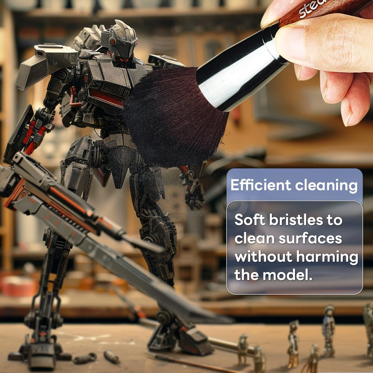 Stedi Model Cleaning Brush Kit, Model Hobby Making Tools, 2 Soft and 1 Stiff Figure Duster Brush, Model Dusting Brush for Statues, Gundam, Scale Military Hobby Crafts image number 2