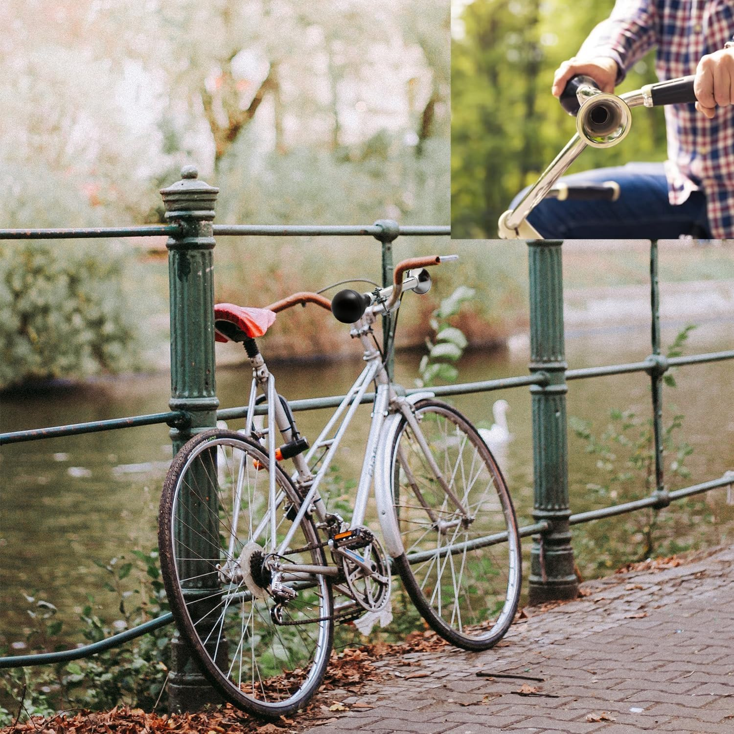 Bicycle Bell Retro Bike Horn,21Cm Bicycle Bugle Ring Bell,Bicycle Accessories,Handle Bar Accessories image number 5