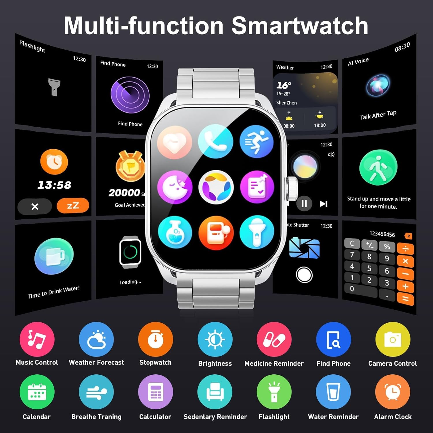Curve Military Smart Watch for Men(Answer/Make Call), 2.01" Smartwatch 2025 Newest Fitness Tracker with 120+ Sports Modes IP68 Waterproof Fitness Watch for Android Ios (2 Straps) image number 6