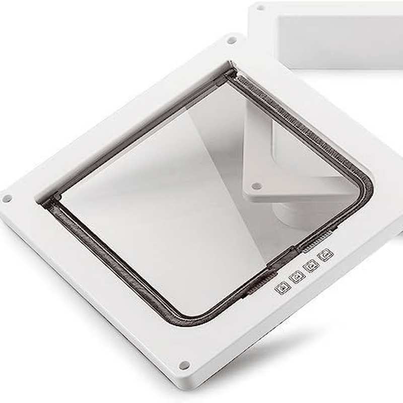 Lockable Cat Flap, Easy Installation in UPVC Doors, and Wooden Doors Two-Way Entrance and Exit (White, One Size) image number 1